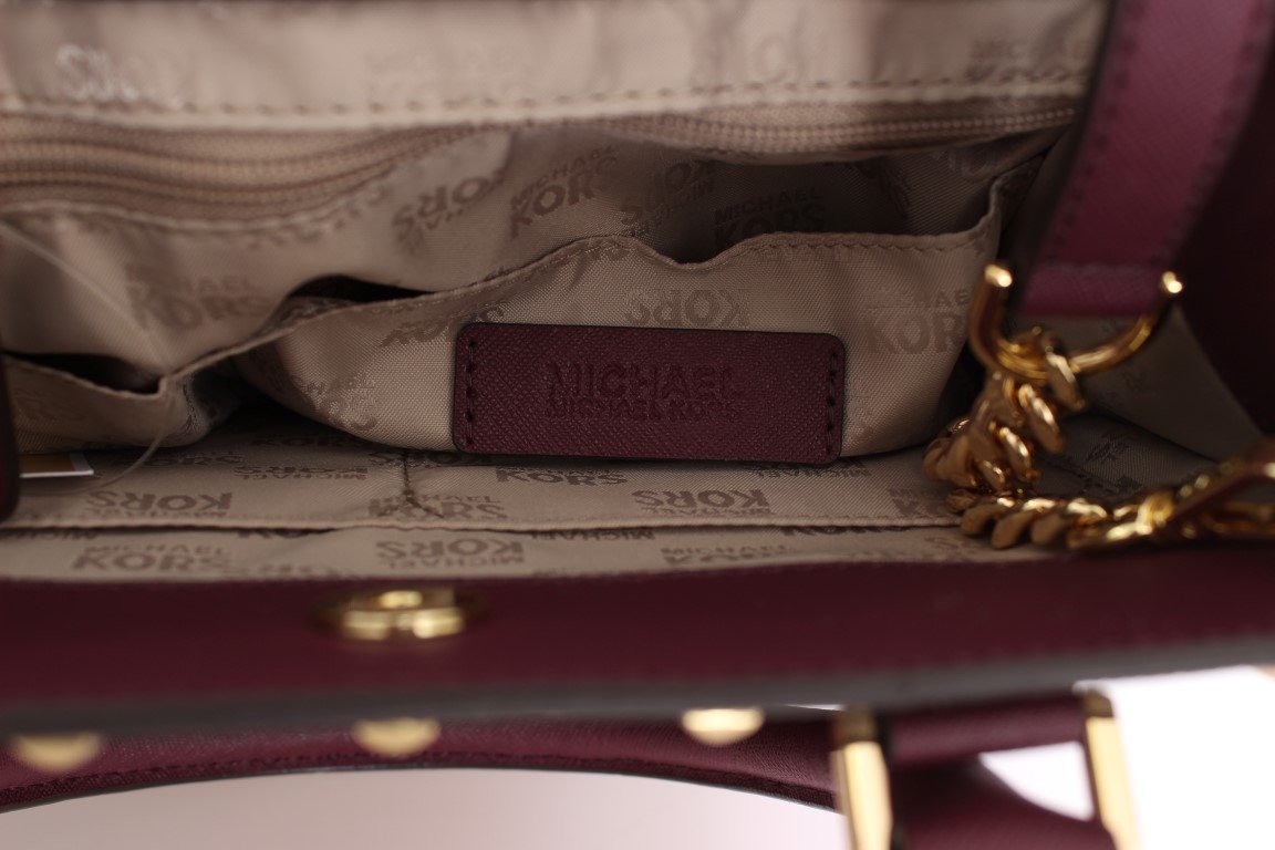 Brown/Plum BRIDGETTE Leather Tote Handbag