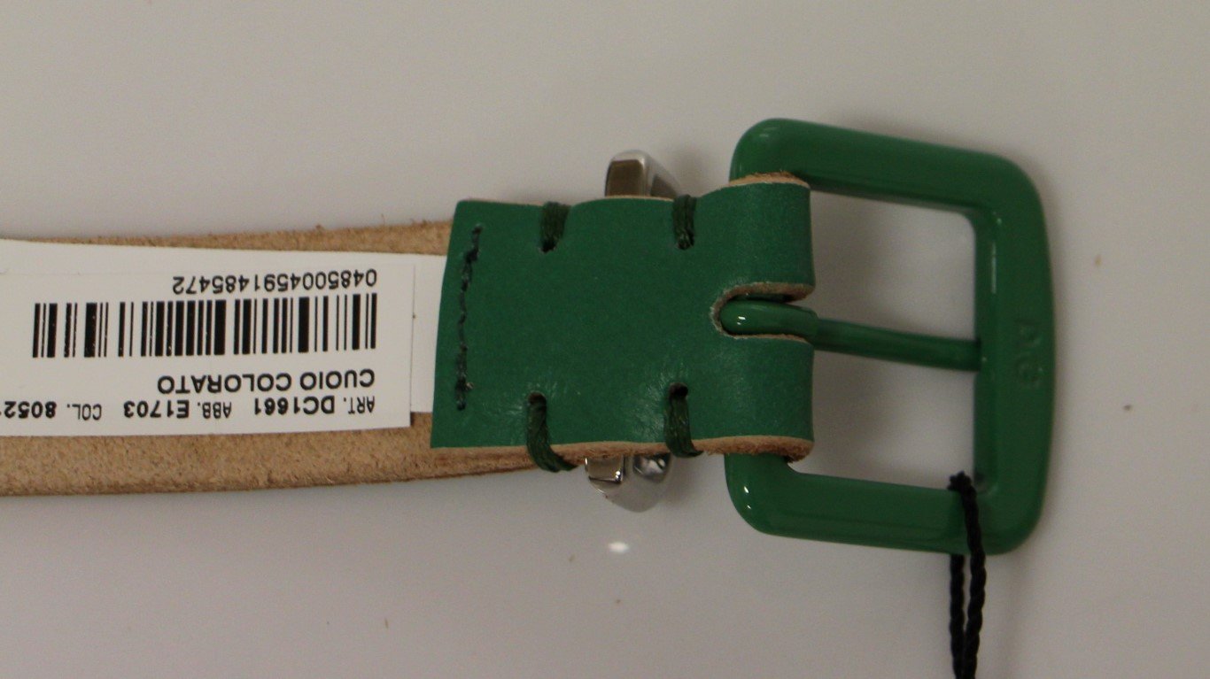 Green Leather Logo Belt