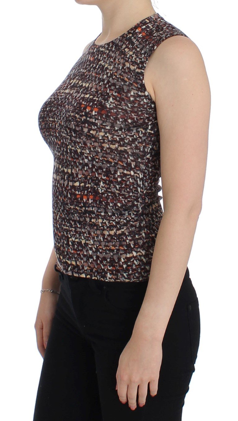 Multicolor knitted wool tank top
