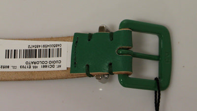 Green Leather Logo Belt