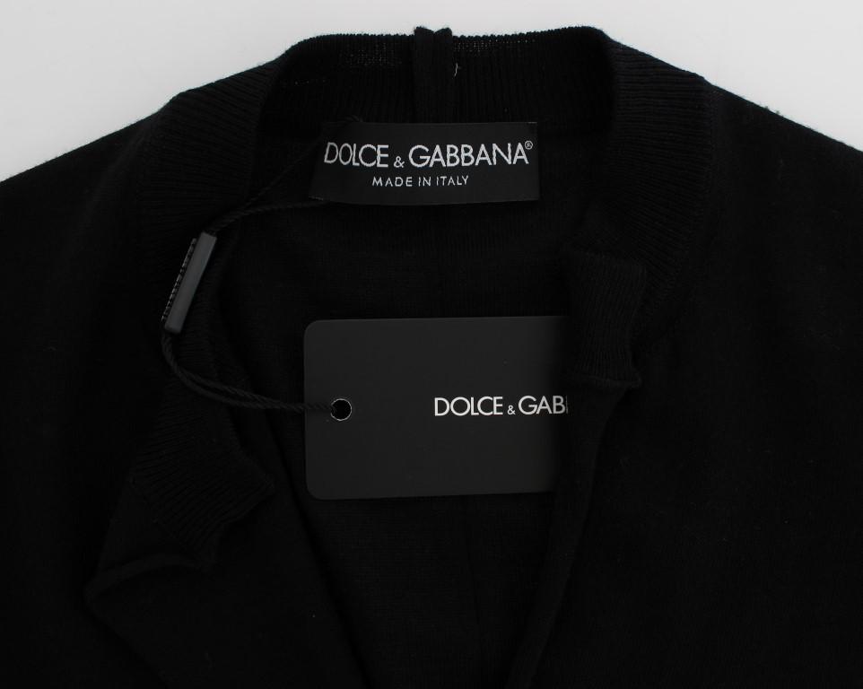 Black Wool Short Sleeve Cardigan Sweater