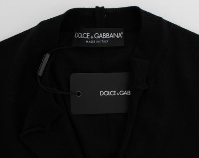 Black Wool Short Sleeve Cardigan Sweater