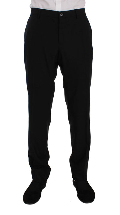 Black Wool Double Breasted 3 Piece Slim Suit
