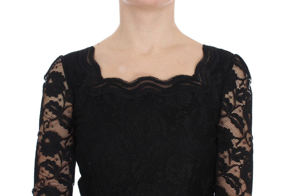 Black Floral Lace Long Ball Maxi Dress