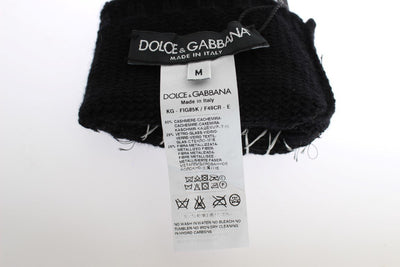 Black Cashmere Crystal Finger Less Gloves