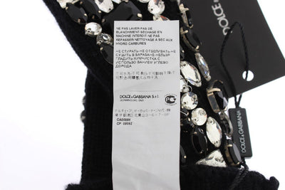Black Cashmere Crystal Finger Less Gloves