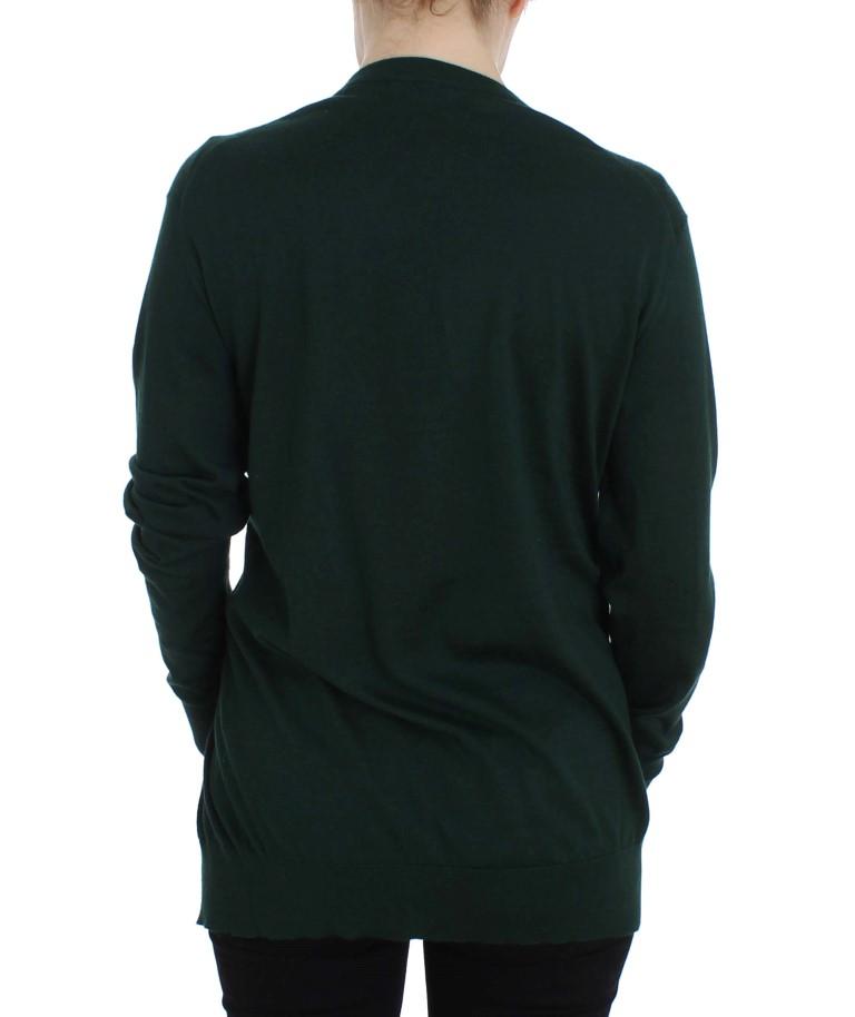Green Silk Cashmere Rose Cape Sweater
