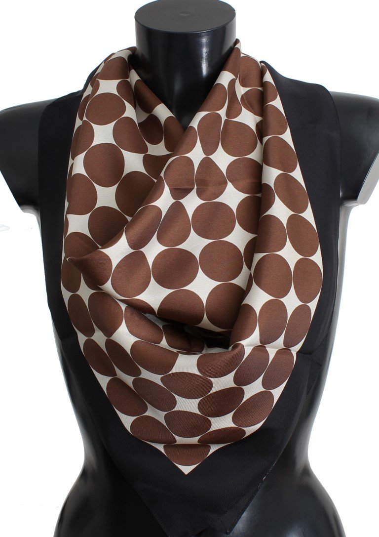 Brown White Dotted Modal Silk Scarf