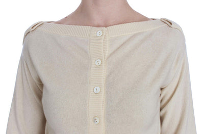 Beige Cashmere Cardigan Sweater