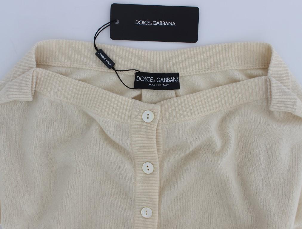 Beige Cashmere Cardigan Sweater