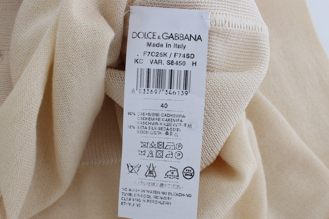 Beige Cashmere Silk Cardigan Sweater