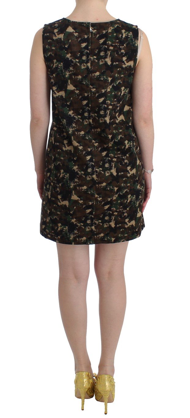 Green camouflage mini shift dress