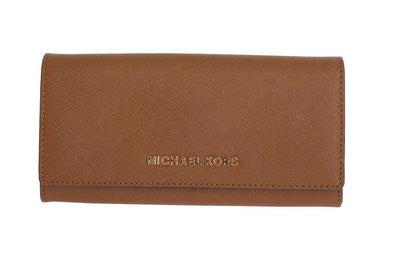 Brown JET SET TRAVEL Carryall Leather Wallet