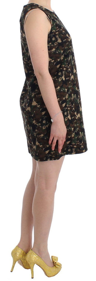 Green camouflage mini shift dress