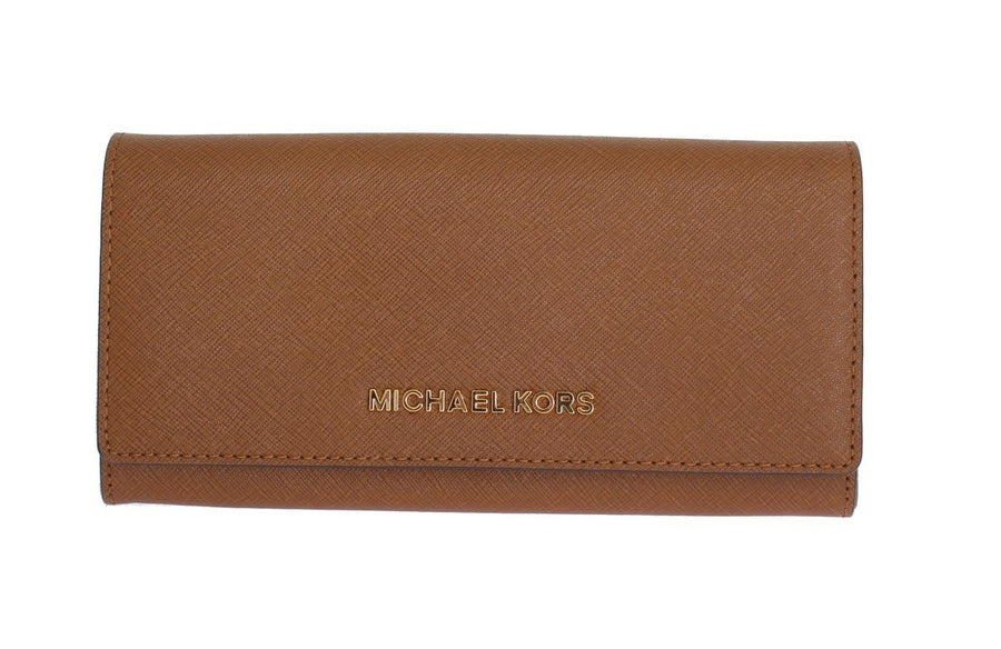 Brown JET SET TRAVEL Carryall Leather Wallet