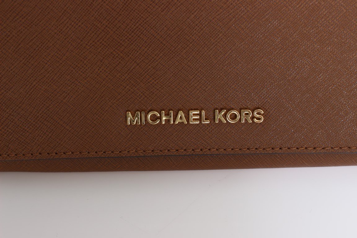 Brown JET SET TRAVEL Carryall Leather Wallet