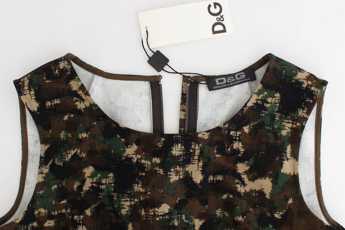 Green camouflage mini shift dress