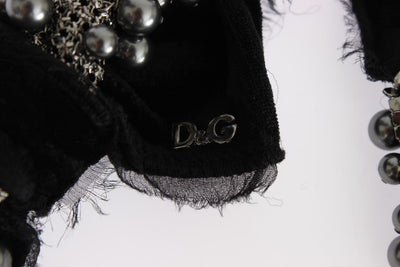 Gray Pearl Black Bow Velvet Waist Belt