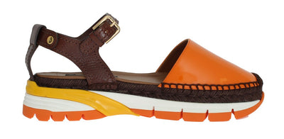 Brown Leather Espadrilles Sandals