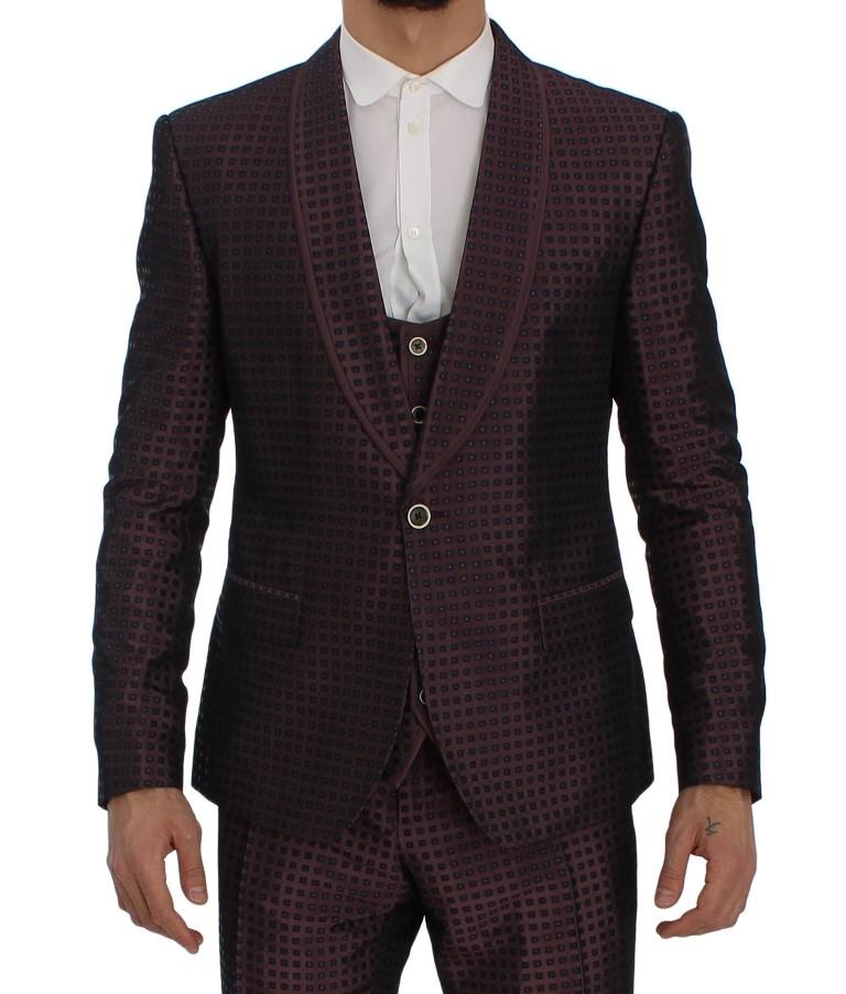 Purple Pattern Silk Slim Fit Blazer