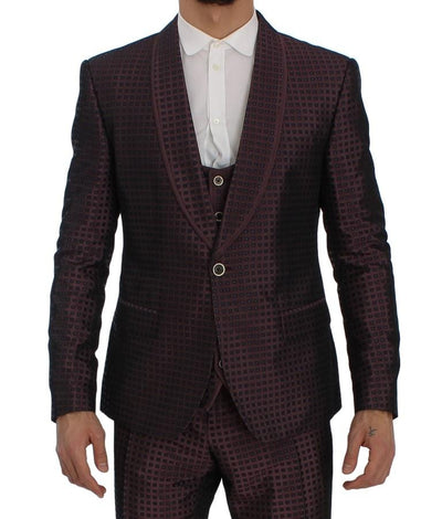 Purple Pattern Silk Slim Fit Blazer