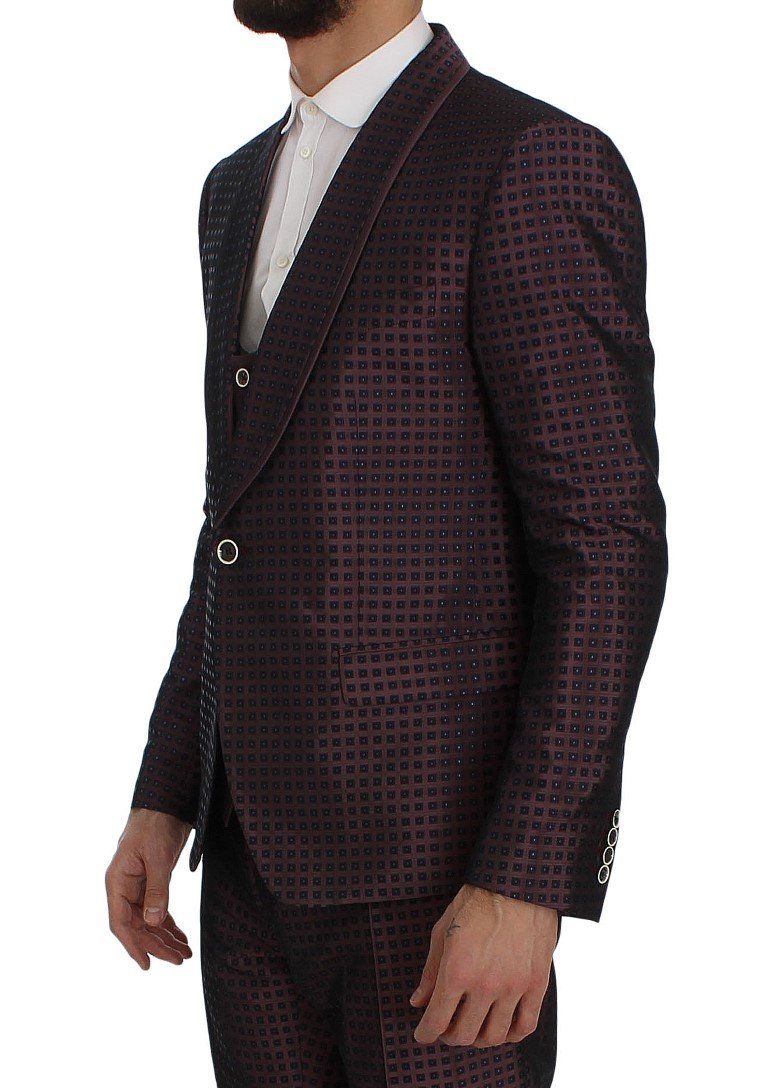 Purple Pattern Silk Slim Fit Blazer