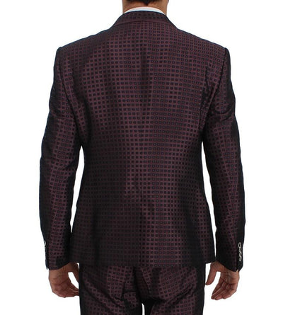 Purple Pattern Silk Slim Fit Blazer