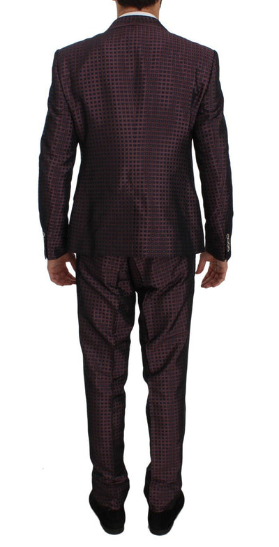 Purple Pattern Silk Slim Fit Blazer