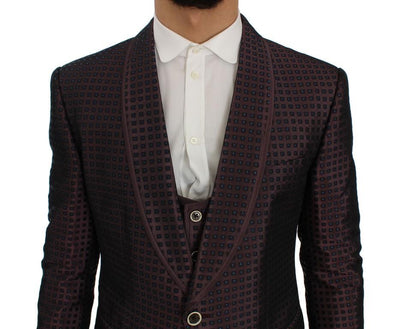 Purple Pattern Silk Slim Fit Blazer