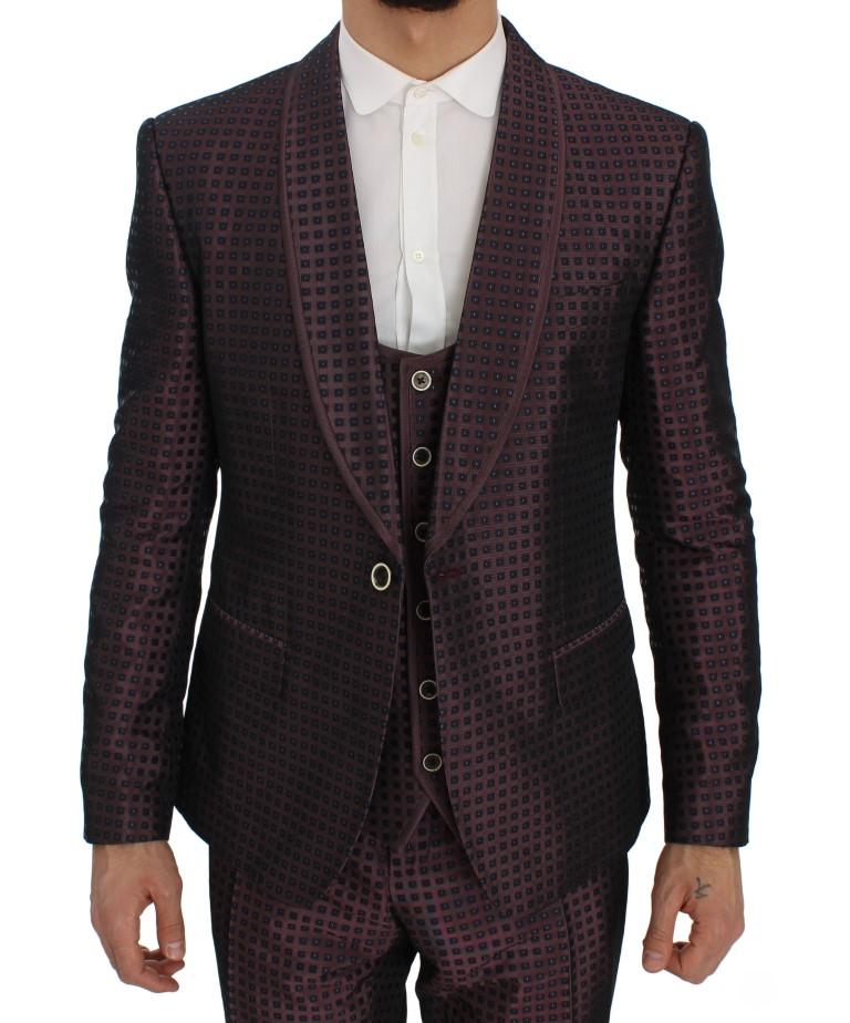 Purple Pattern Silk Slim Fit Blazer