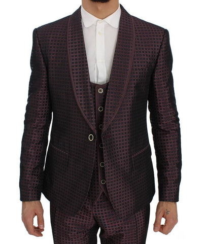 Purple Pattern Silk Slim Fit Blazer