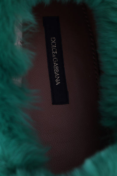 Green Rabbit Fur Espadrilles Loafers