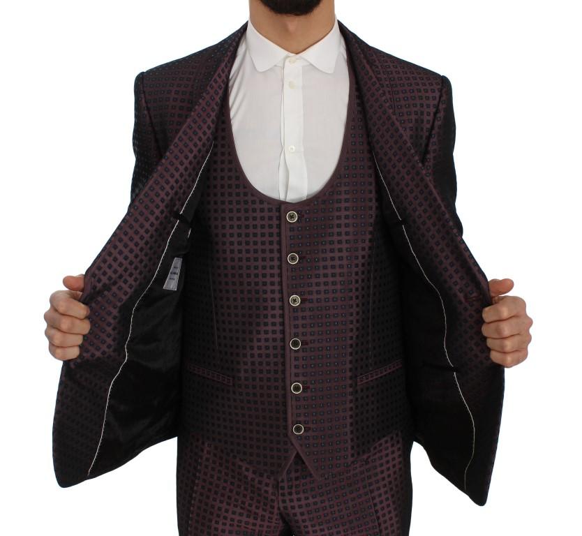 Purple Pattern Silk Slim Fit Blazer