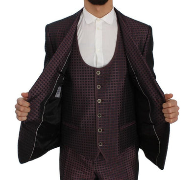 Purple Pattern Silk Slim Fit Blazer