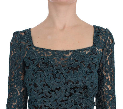 Blue Floral Lace Bodycon Maxi Ball Dress