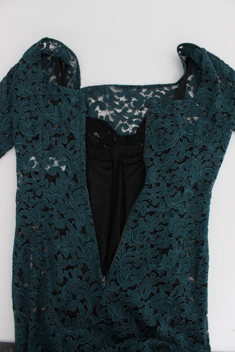 Blue Floral Lace Bodycon Maxi Ball Dress