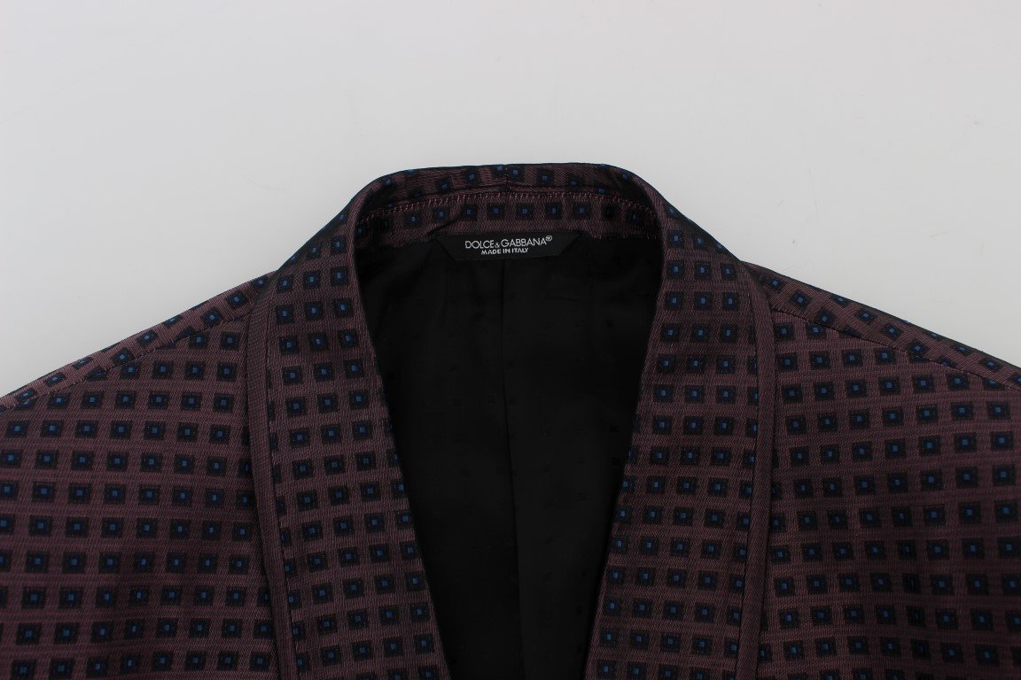 Purple Pattern Silk Slim Fit Blazer