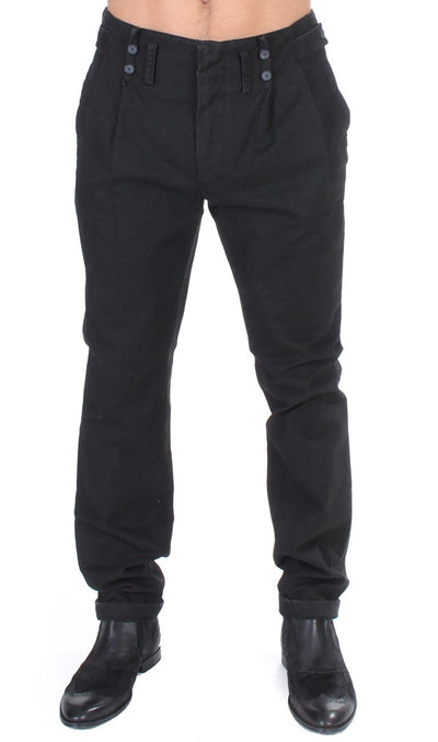 Gray striped cotton stretch casual pants