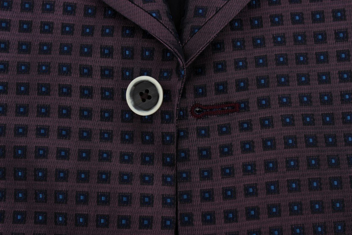 Purple Pattern Silk Slim Fit Blazer