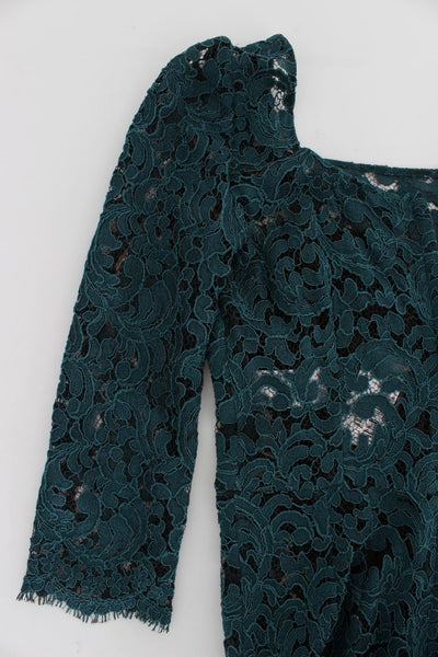Blue Floral Lace Bodycon Maxi Ball Dress