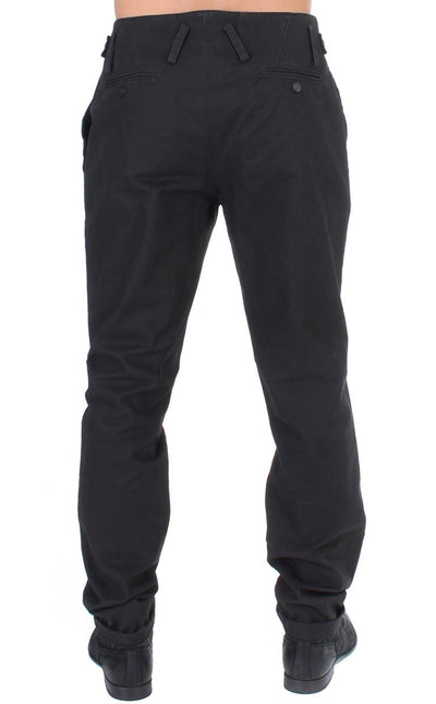 Gray striped cotton stretch casual pants