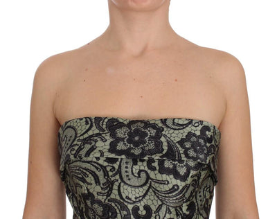 Green Floral Lace Silk Corset Maxi Dress