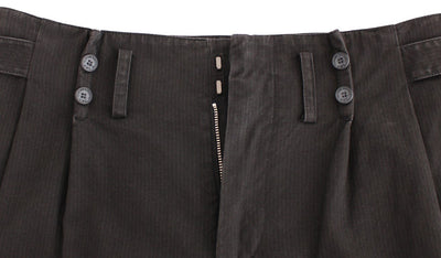 Gray striped cotton stretch casual pants