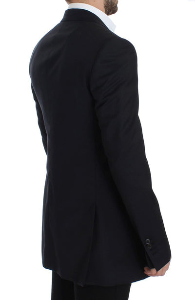 Black Wool Long Double Blazer Jacket Coat