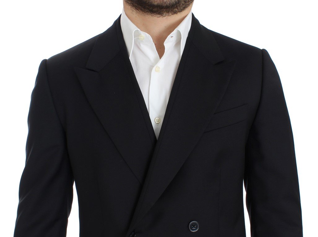 Black Wool Long Double Blazer Jacket Coat