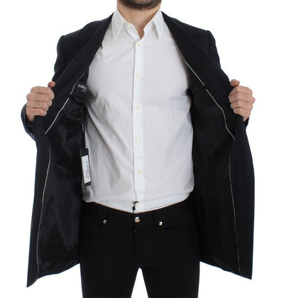Black Wool Long Double Blazer Jacket Coat
