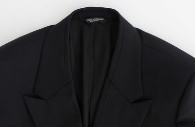 Black Wool Long Double Blazer Jacket Coat