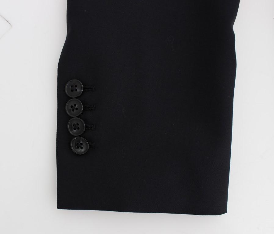Black Wool Long Double Blazer Jacket Coat