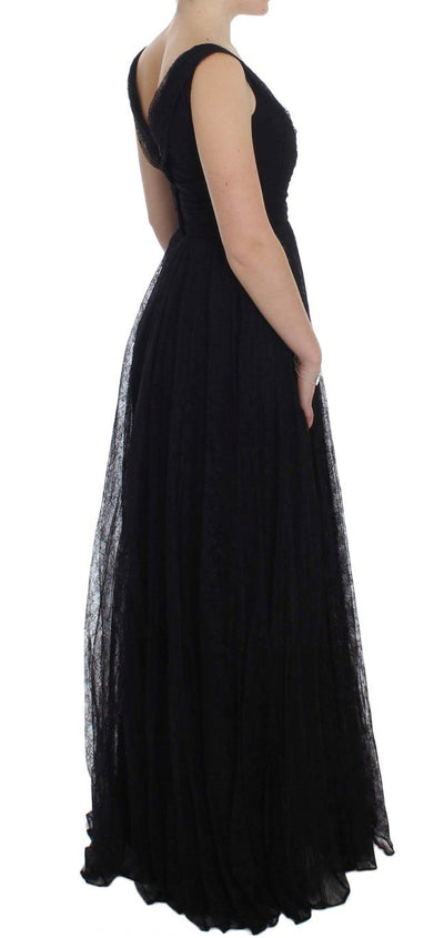 Black Floral Lace Sheath Maxi Dress