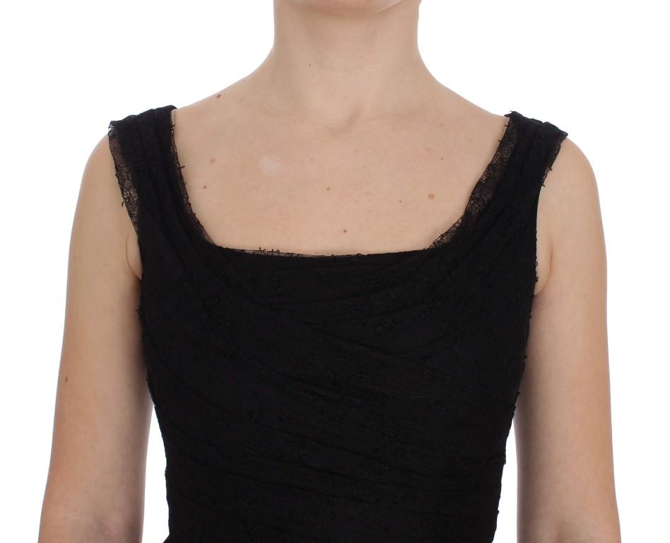 Black Floral Lace Sheath Maxi Dress